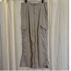 American Eagle Cargo Pants Cream Stretch Wide Leg Utility Gorpcore Y2K Size 12